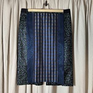 Per Se by Carlisle Mixed Print Pencil Skirt Size 10 Blue Black Metallic